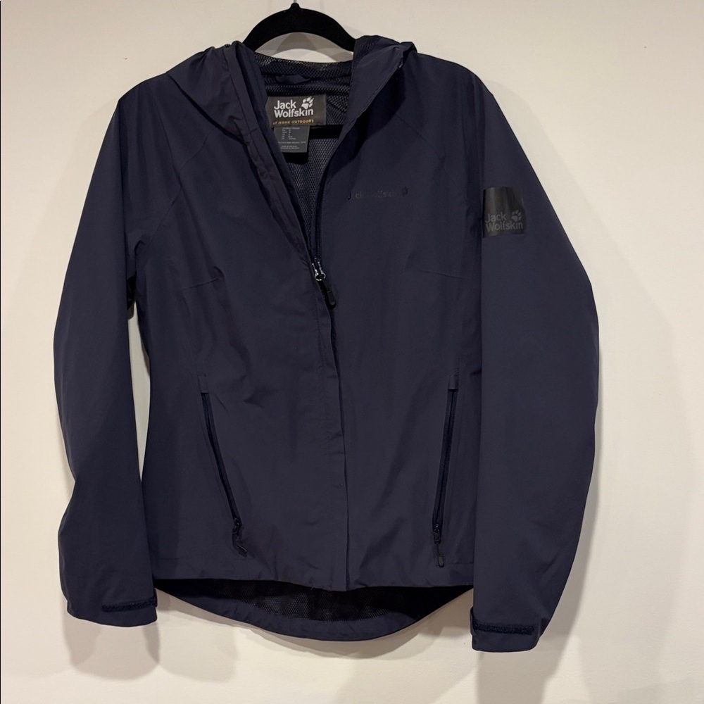Jack Wolfskin Texapore Dark Blue Hooded Rain Jacket Sz s